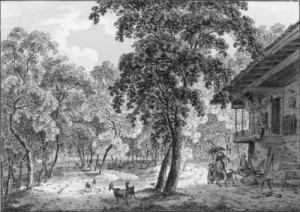 Ziegenweide im lichten Wald 1808 (Album "Souvenir des Einvirons d'Unterseen et d?Interlaken)